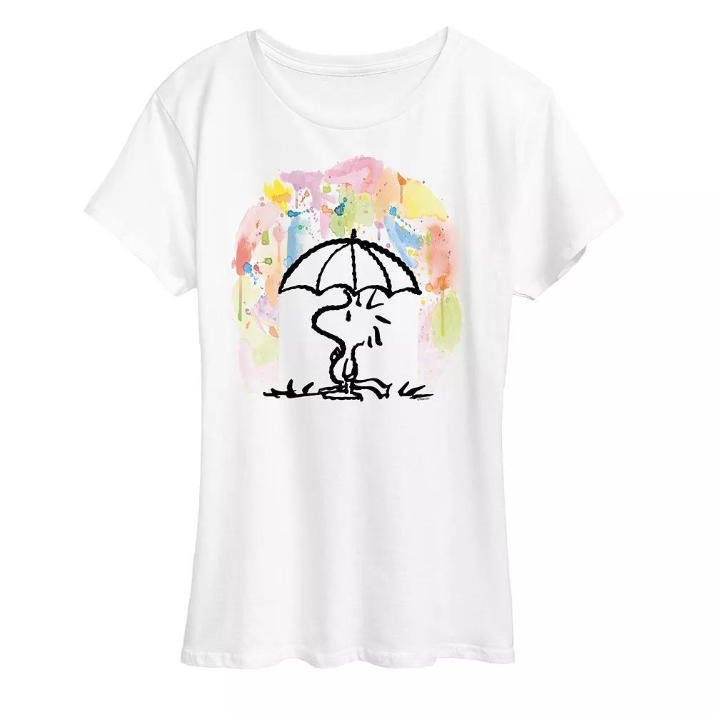 Womens Peanuts Woodstock Watercolor Graphic Tee Product Image