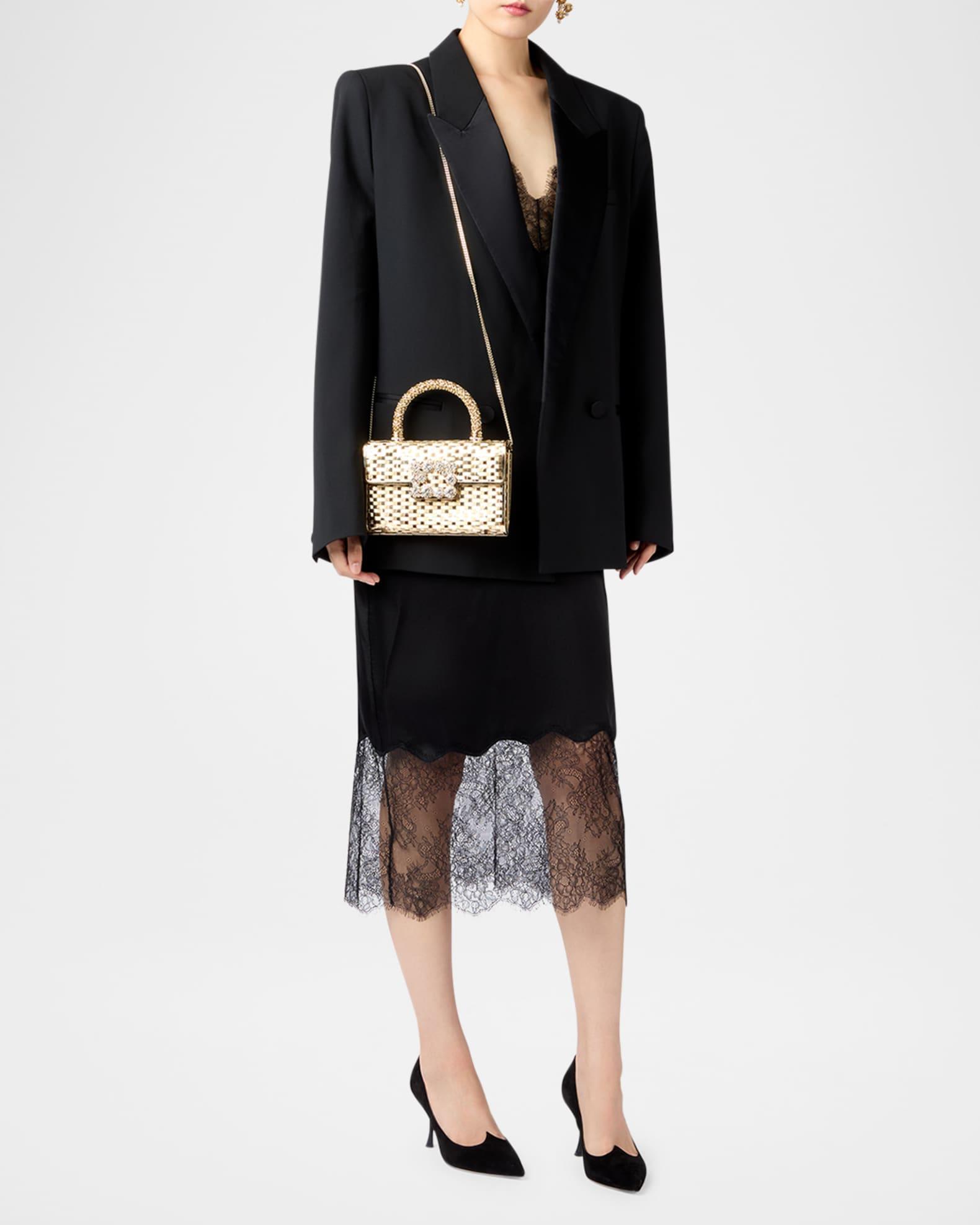 Flower Metallic Raffia Top-Handle Bag Product Image