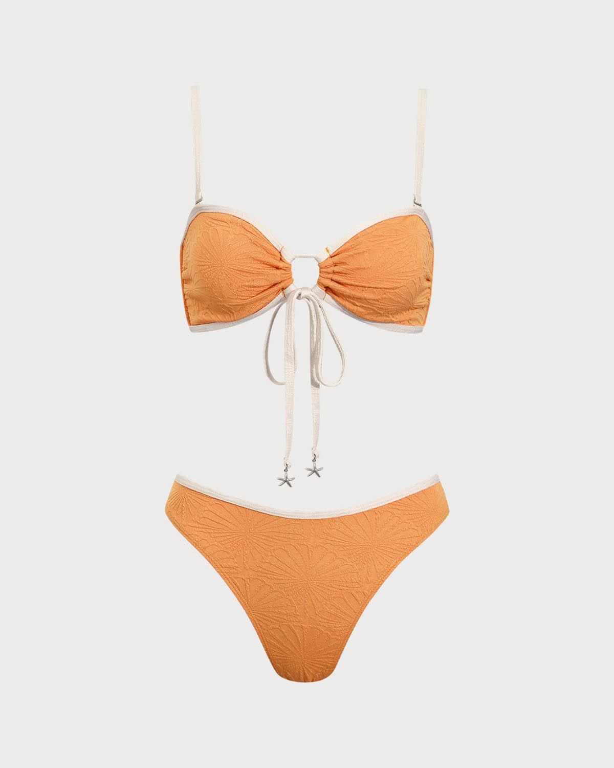 Orange Contrast Cutout Bikini Set Product Image