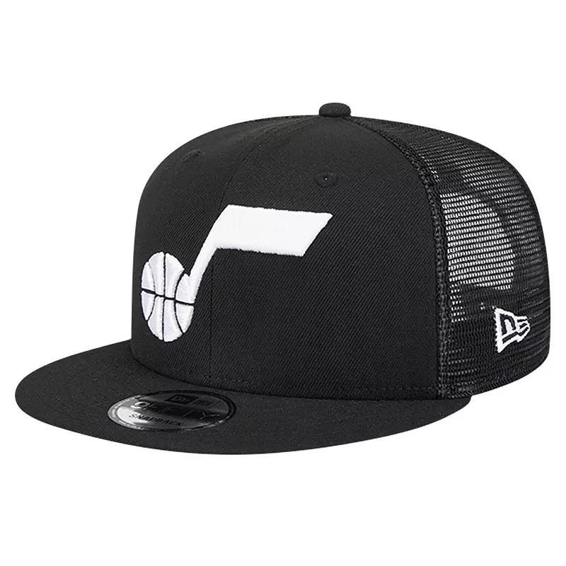 Mens New Era Black Utah Jazz Evergreen 9FIFTY Trucker Snapback Hat Product Image