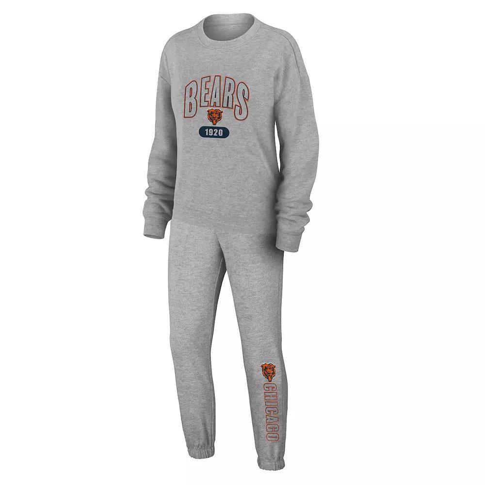Womens WEAR by Erin Andrews Heather Gray Chicago Bears Plus Size Knitted Tri-Blend Long Sleeve T-Shirt & Pants Lounge Set Product Image