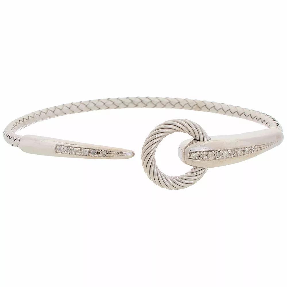 Meshmerise 1/8 Carat T.W. Diamond Rope Cuff Bracelet, Women's, Size: 7", Silver Tone Product Image