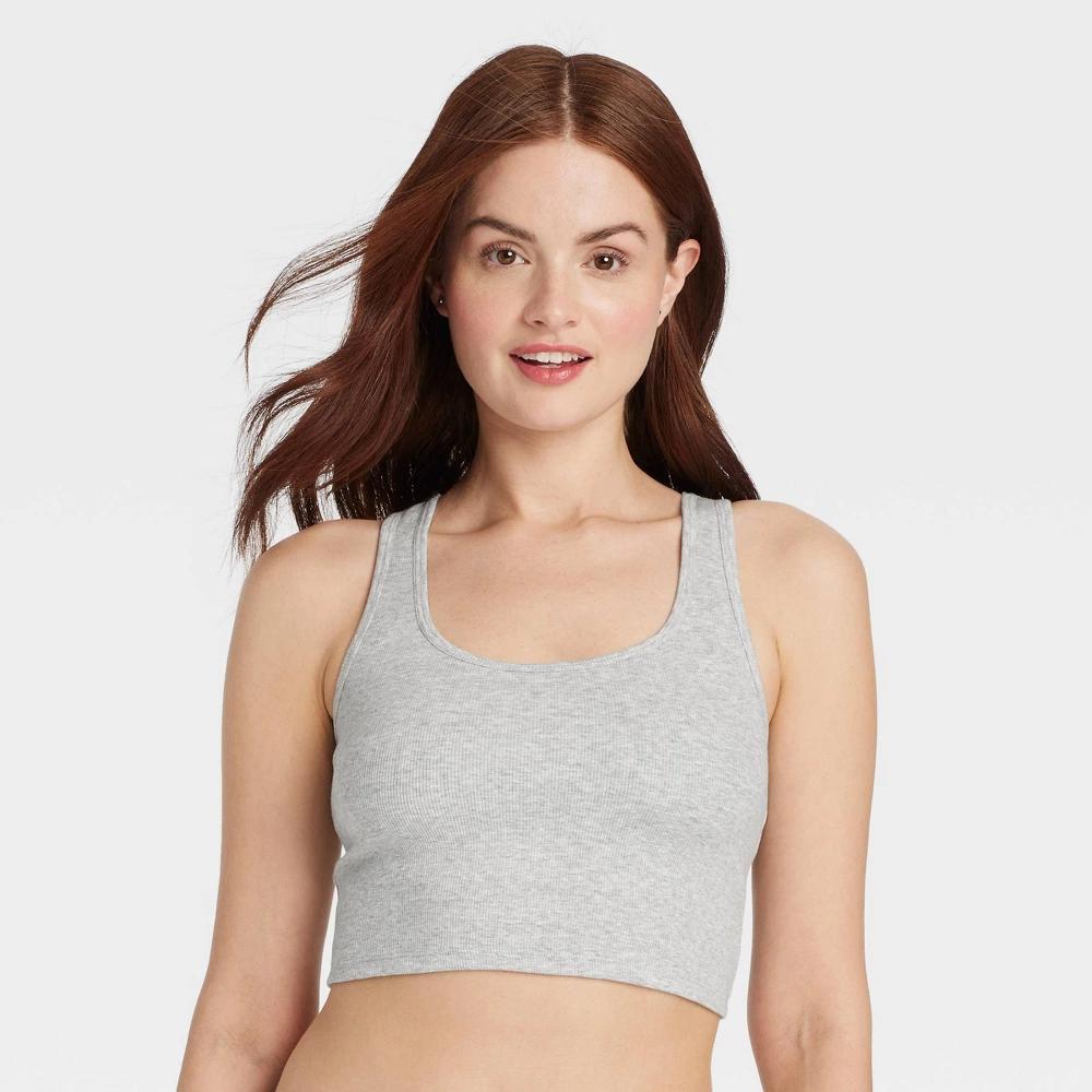 Women's Cotton Blend Ribbed Cropped Tank Top - Auden™ Heathered 2X Product Image
