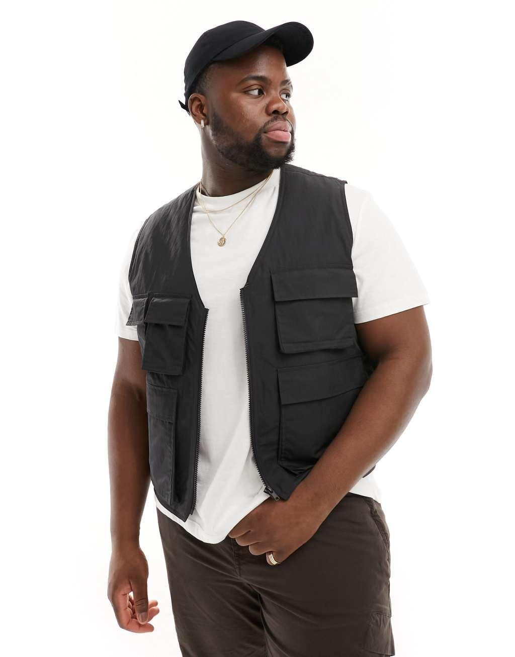ASOS DESIGN utility vest in black Product Image