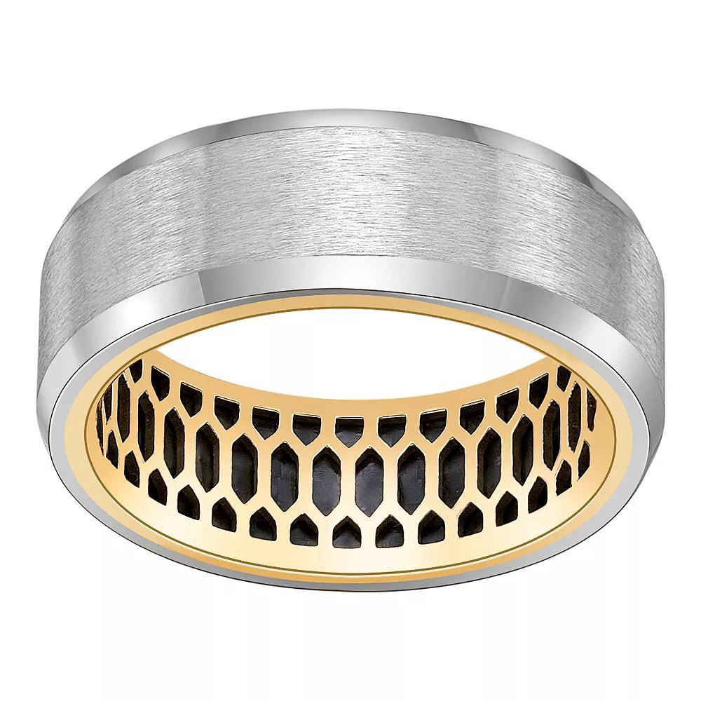 LYNX Men's Stainless Steel Ring with Gold Tone Ion-Plated Interior, Size: 8, Two Tone Product Image