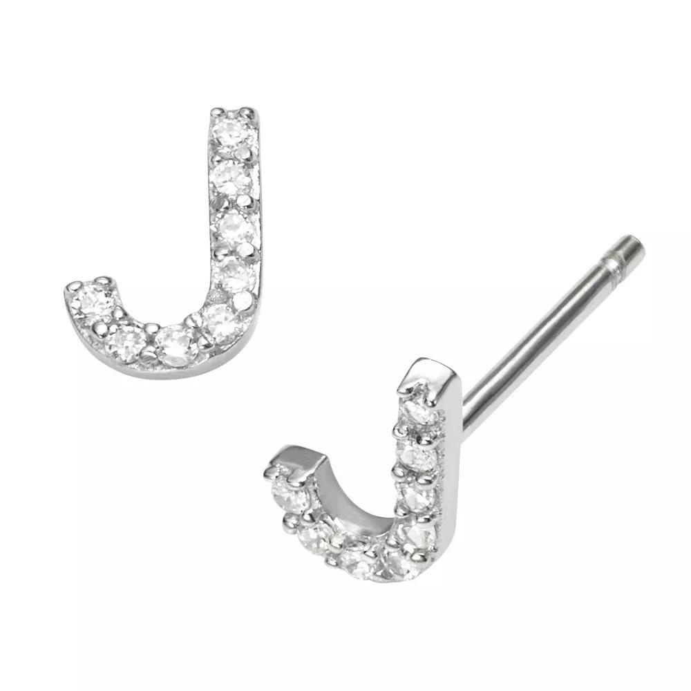 Sophie Miller Sterling Silver Cubic Zirconia Initial Stud Earrings, Womens Product Image
