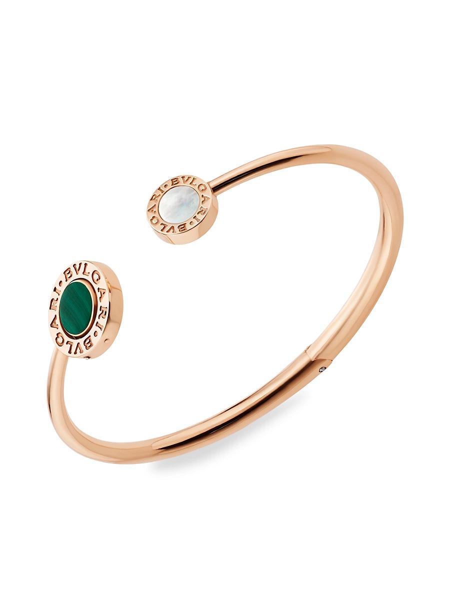 Womens Classic 18K Rose Gold, Mother-Of-Pearl, Malachite & Onyx Flip Cuff Bracelet Product Image
