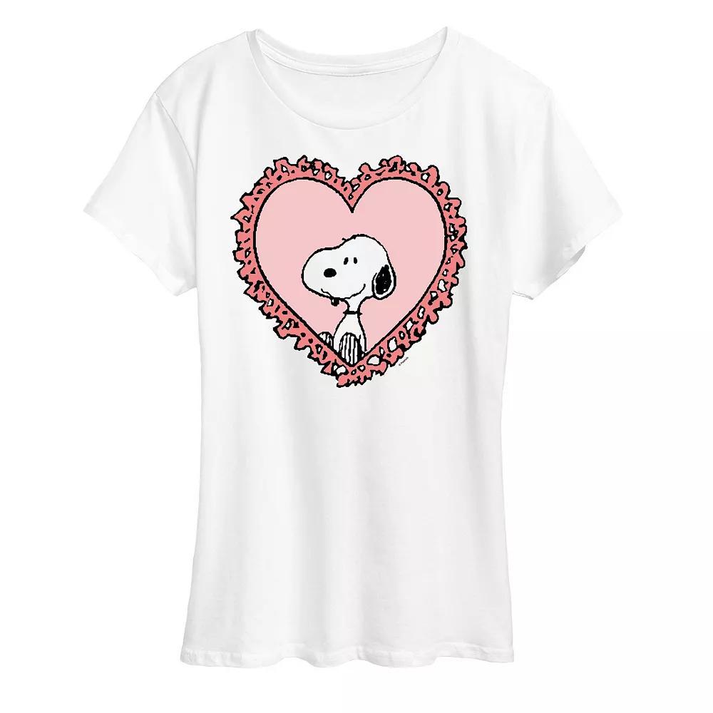 Womens Peanuts Snoopy Heart Frame Graphic Tee Product Image