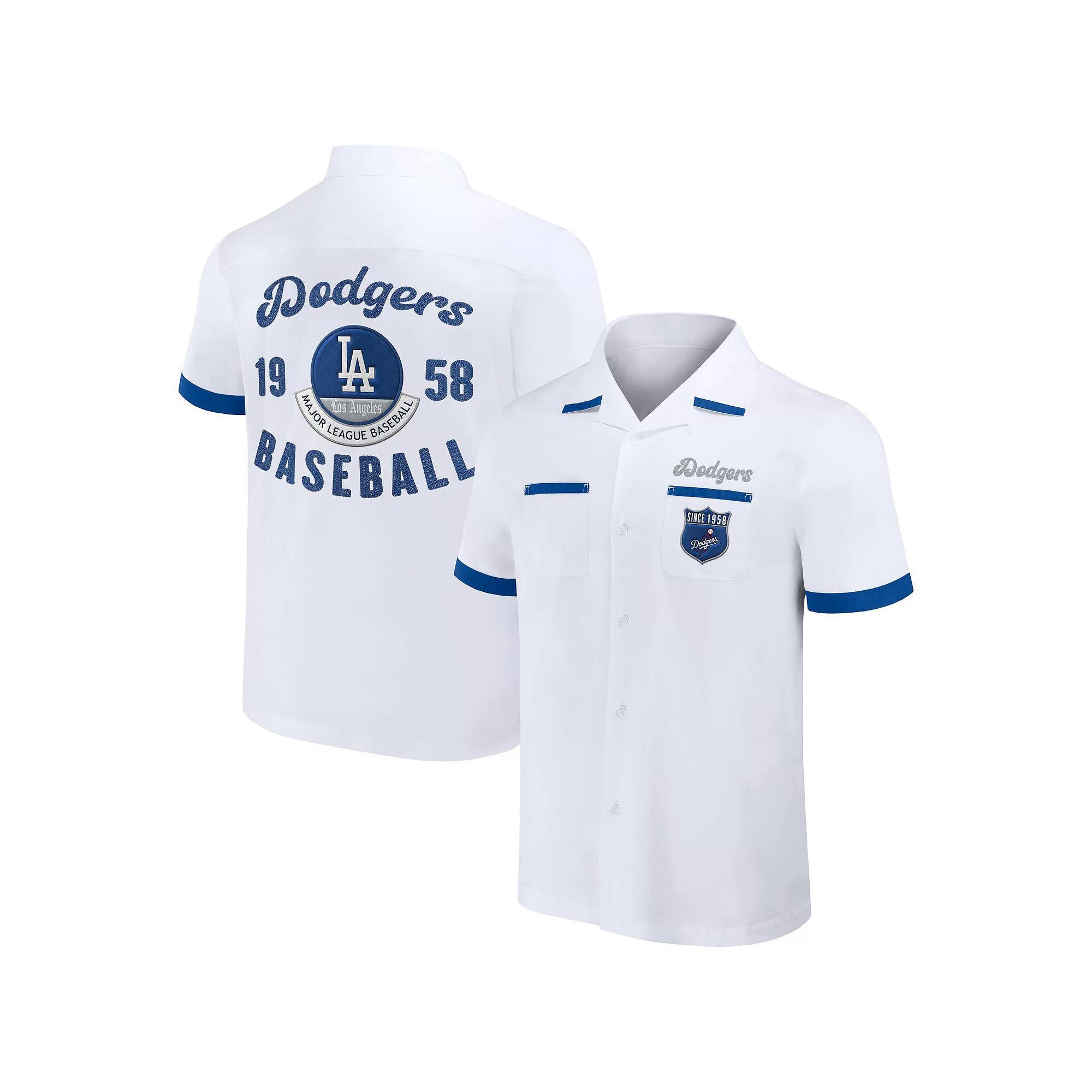 Men's Darius Rucker Collection by Fanatics  White Los Angeles Dodgers Bowling Button-Up Shirt, Size: Small Product Image