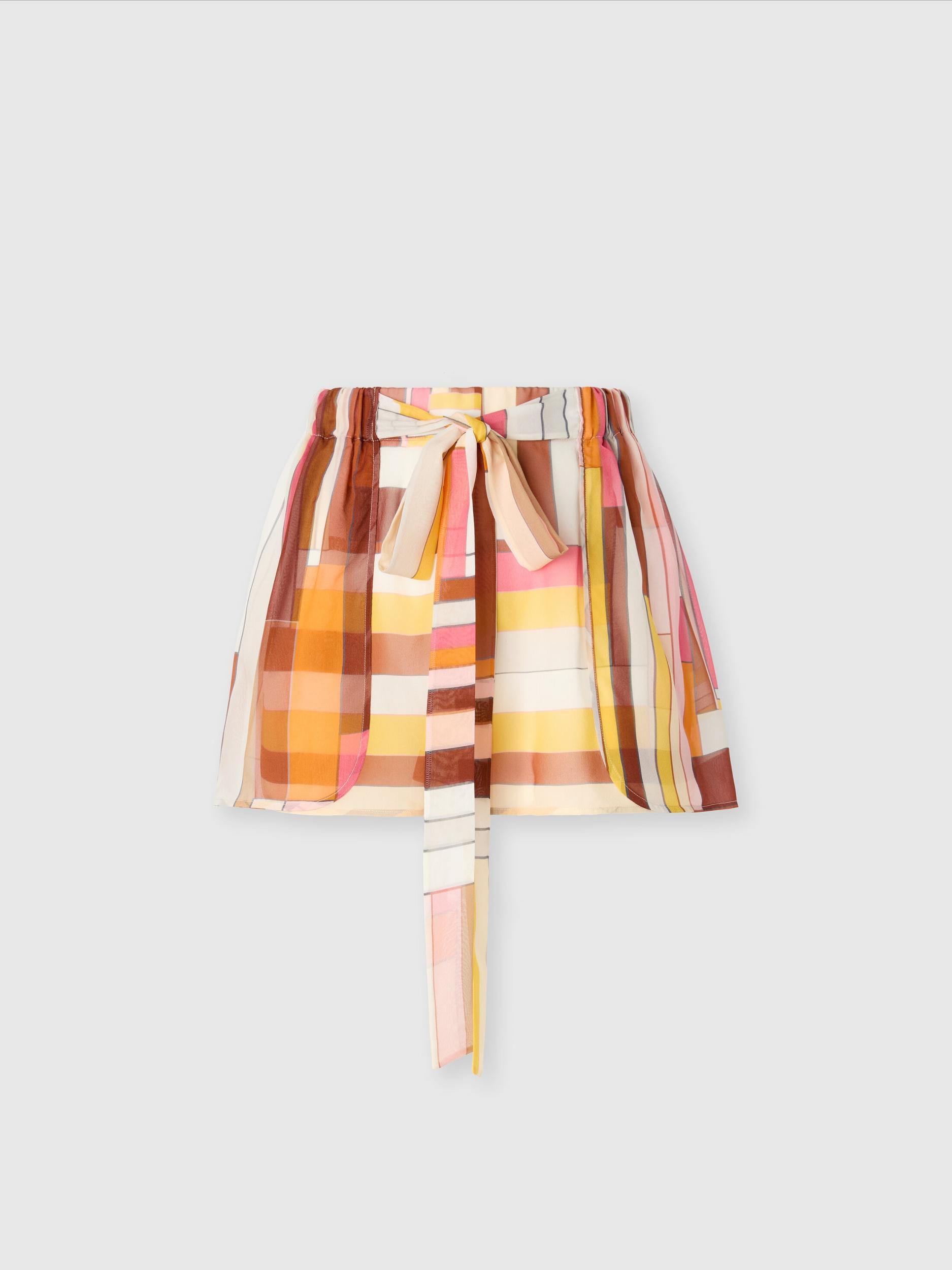 Printed silk cover-up shorts with belt Product Image