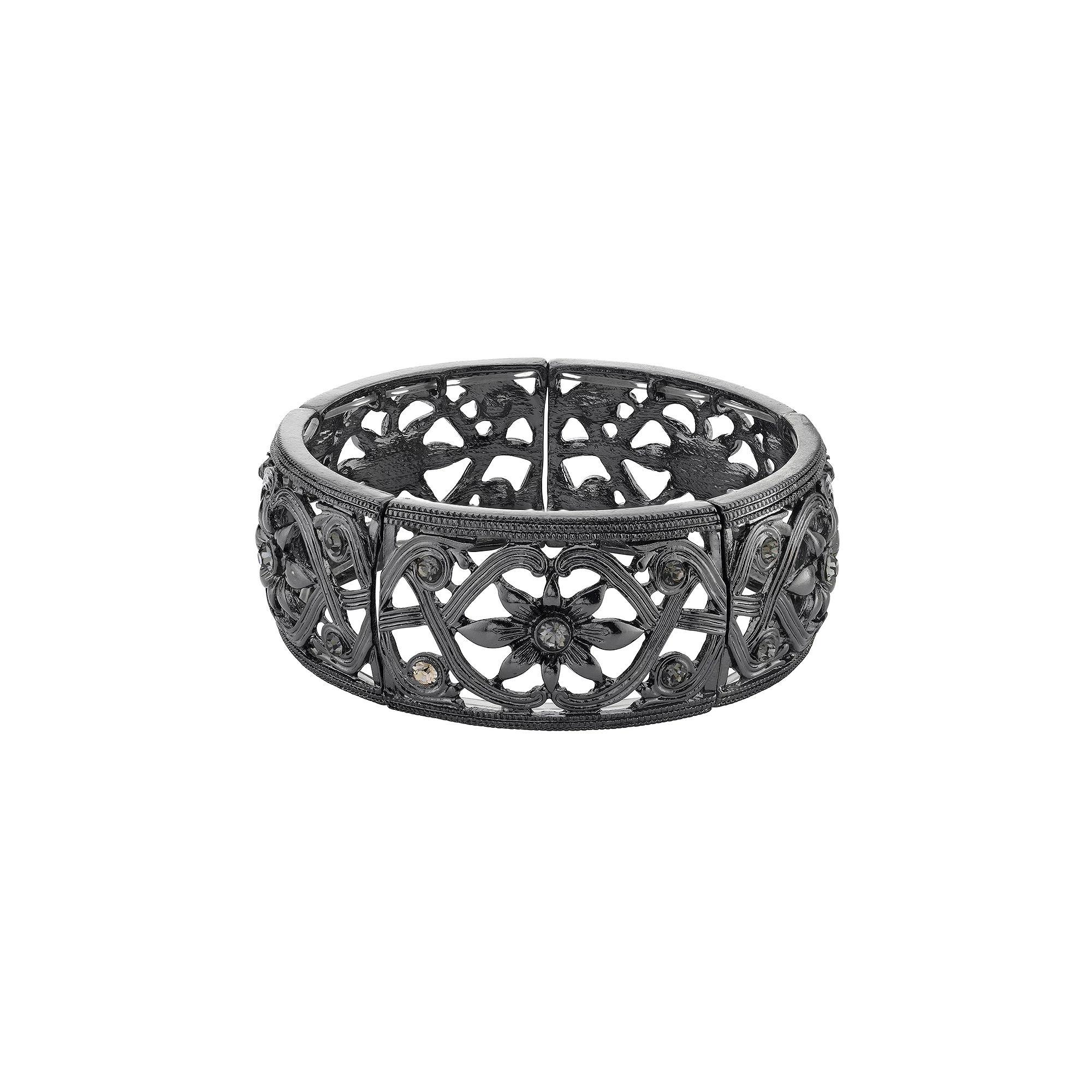 1928 Hematite Black Diamond Stretch Bracelet, Womens, Gray Product Image
