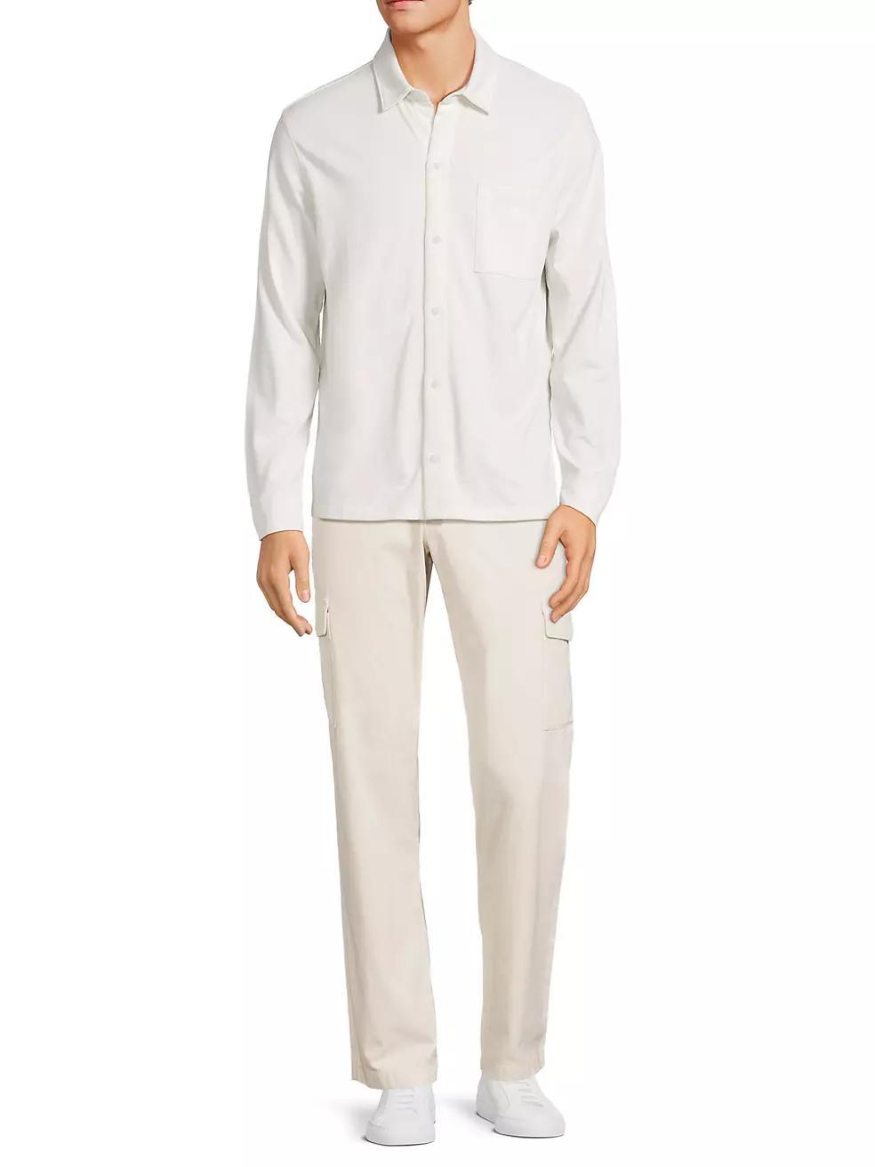 Sueded Cotton Button-Front Shirt Product Image