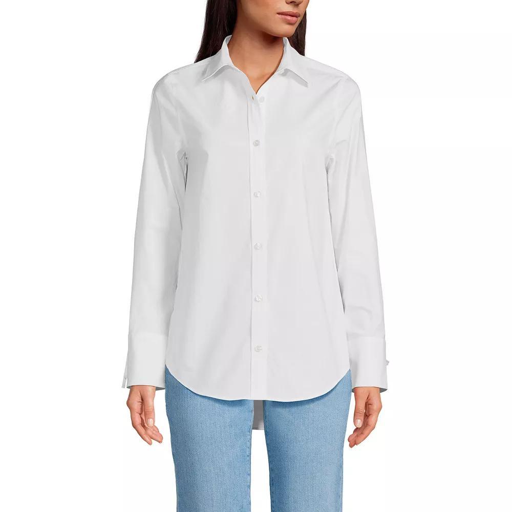 Women's Lands' End Poplin Tie Sleeve Shirt, Size: XL, White Product Image