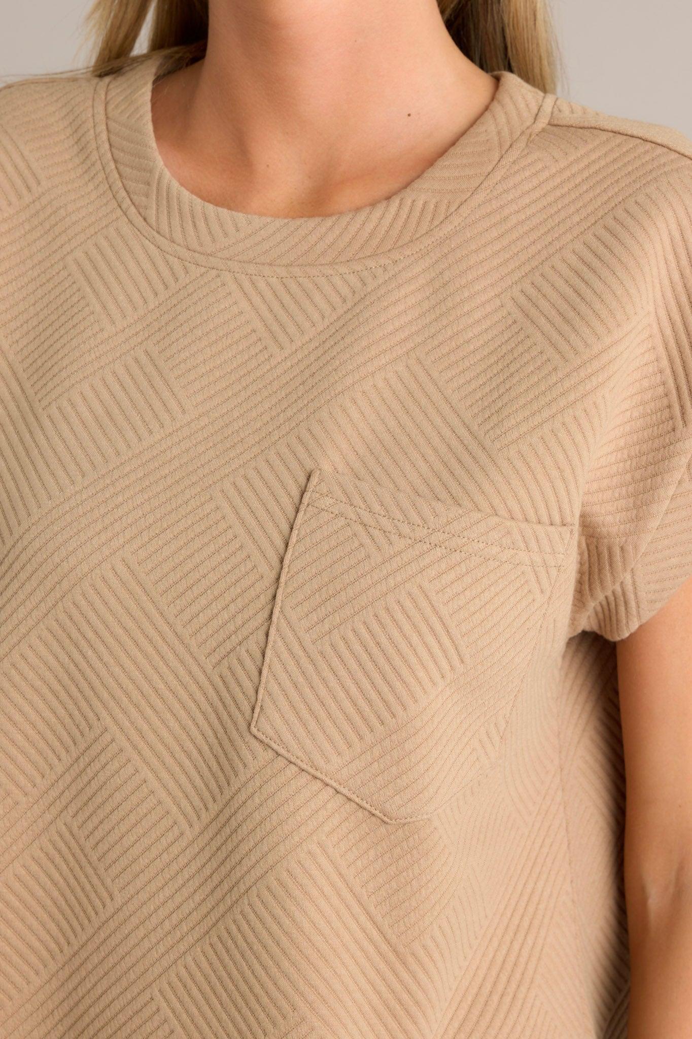 Keep It Creative Tan Textured Short Sleeve Top Product Image