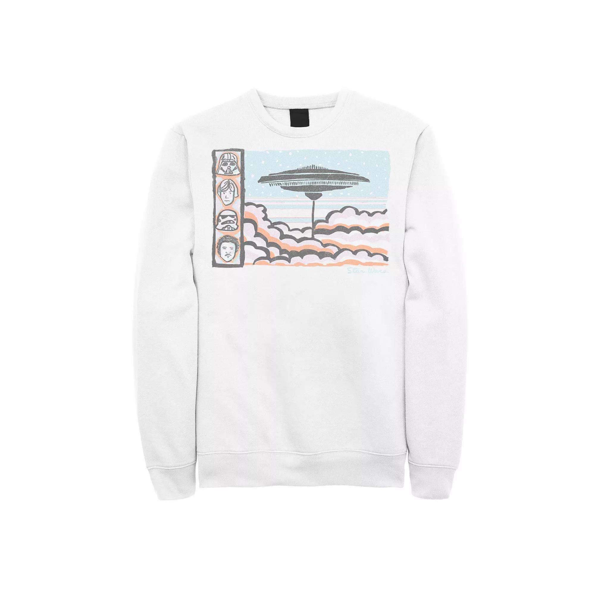 Men's Star Wars Millennium Falcon Water Color Sketch Poster Sweatshirt, Size: Large, White Product Image