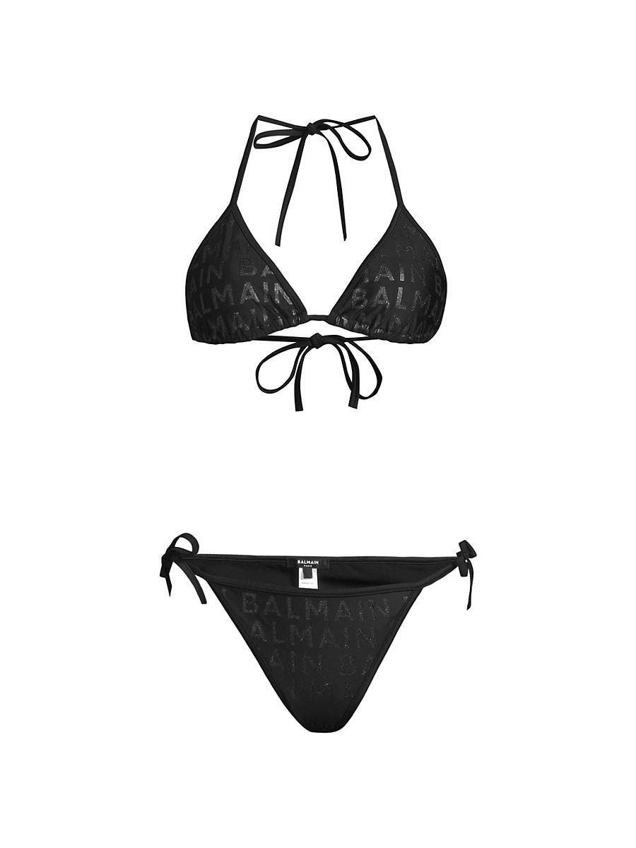 Womens Allover Print Triangle Bikini Set Product Image