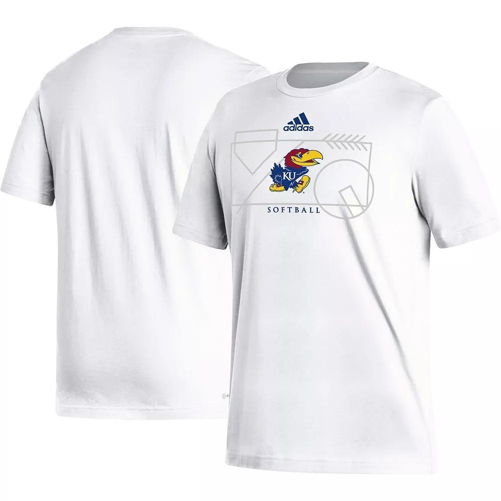 Men's adidas White Kansas Jayhawks Locker Lines Softball Fresh T-Shirt, Size: Large Product Image