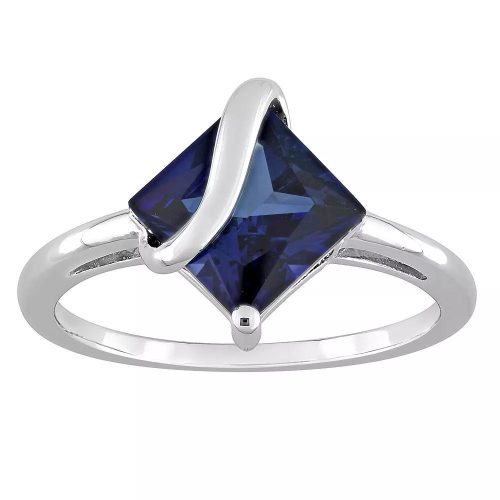 Stella Grace Sterling Silver Lab-Created Blue Sapphire Square Ring, Women's, Size: 6 Product Image
