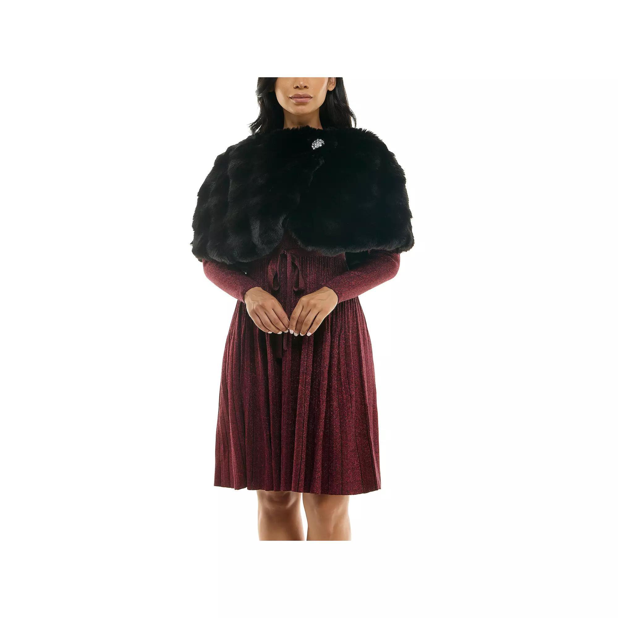 Womens Nina Leonard Faux Fur Caplet Product Image