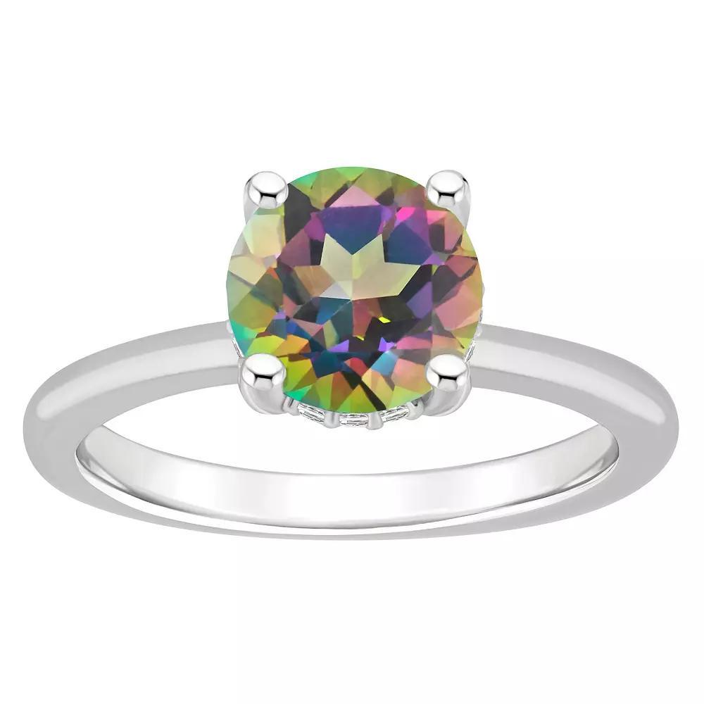 Alyson Layne Sterling Silver Round Mystic Topaz Diamond Accent Ring, Women's, Size: 8 Product Image