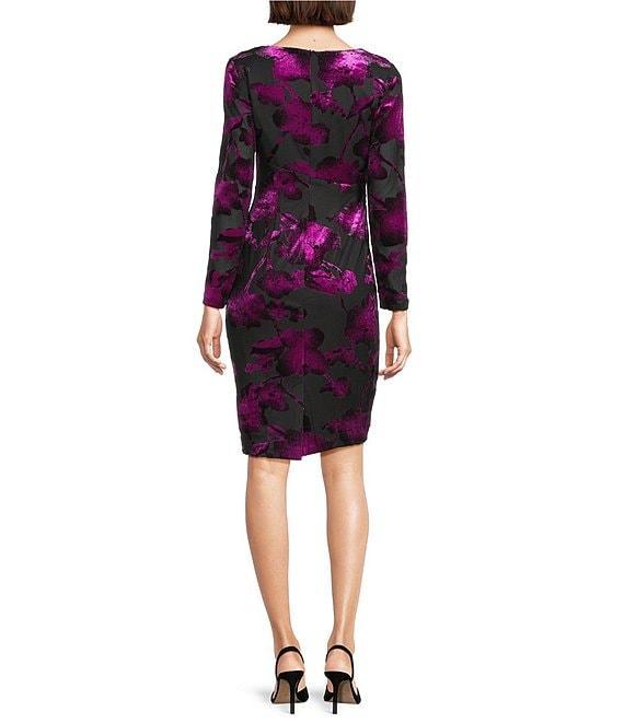 Adrianna Papell Velvet Burnout Long Sleeve Midi Dress Product Image
