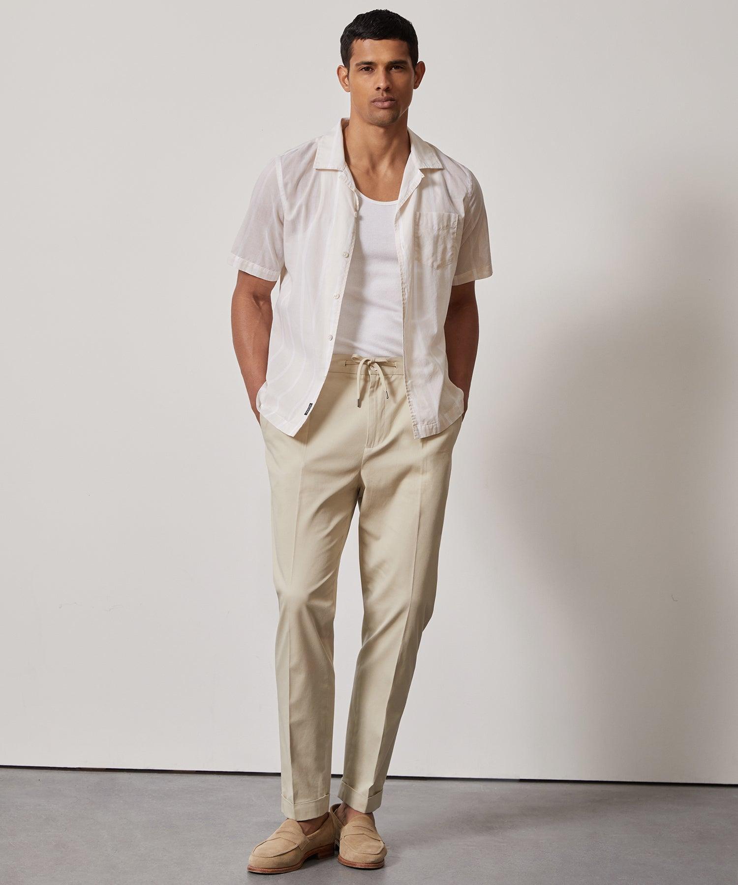 Summerweight Cafe Shirt in Ivory Stripe Product Image