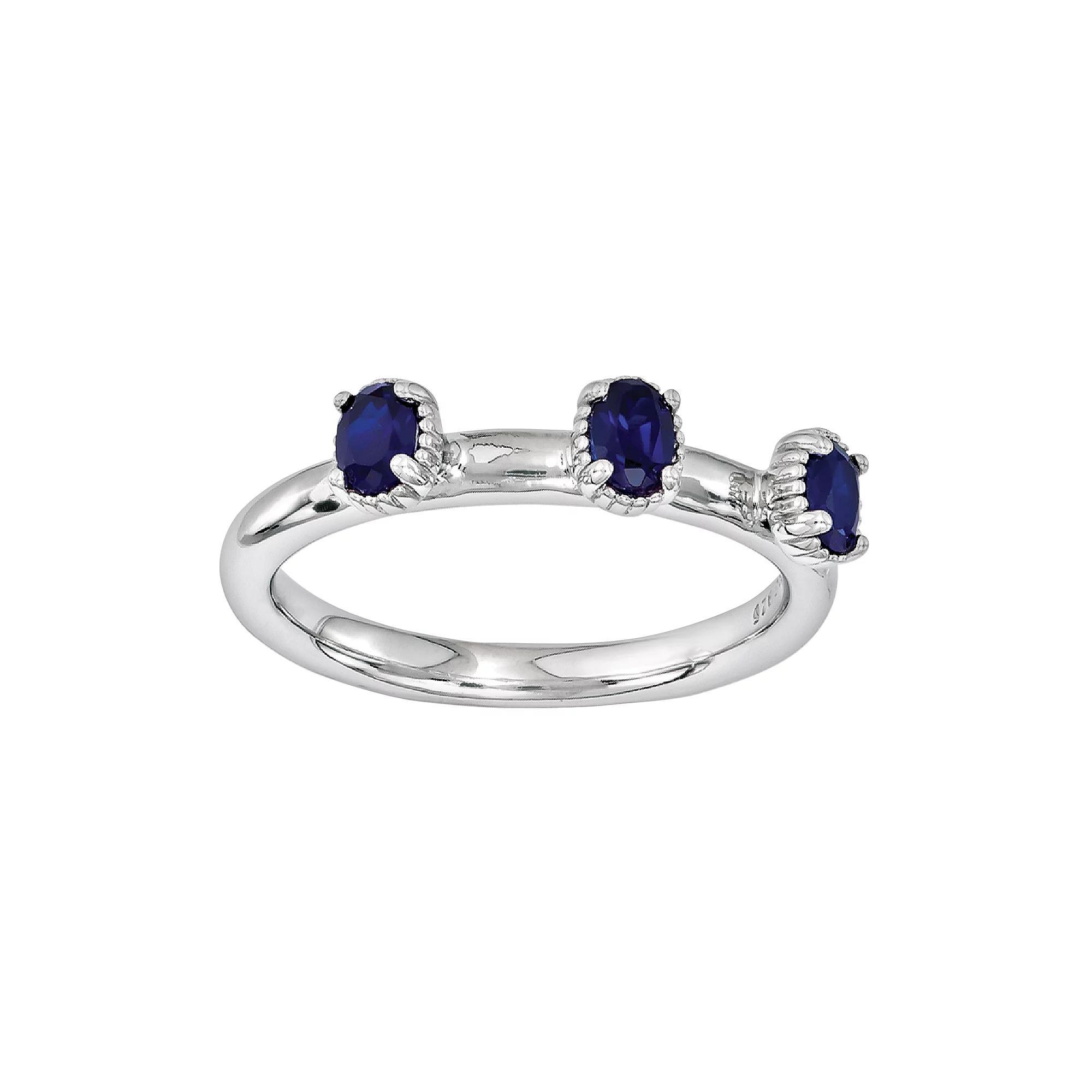 Stacks & Stones Sterling Silver Lab-Created Sapphire Stack Ring, Women's, Size: 5, Blue Product Image