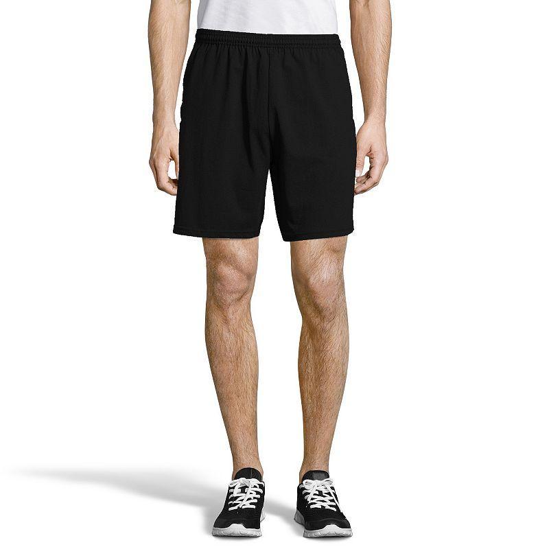 Mens Hanes ComfortSoft Jersey Pocket Shorts Grey Heather Product Image