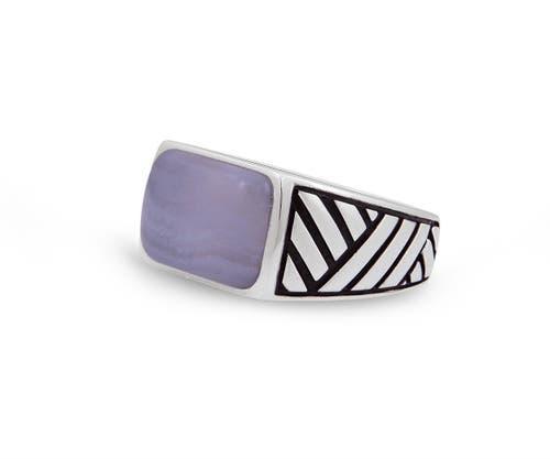 LuvMyJewelry Blue Lace Agate Sterling Silver Men Signet Ring at Nordstrom, Size 9 Product Image