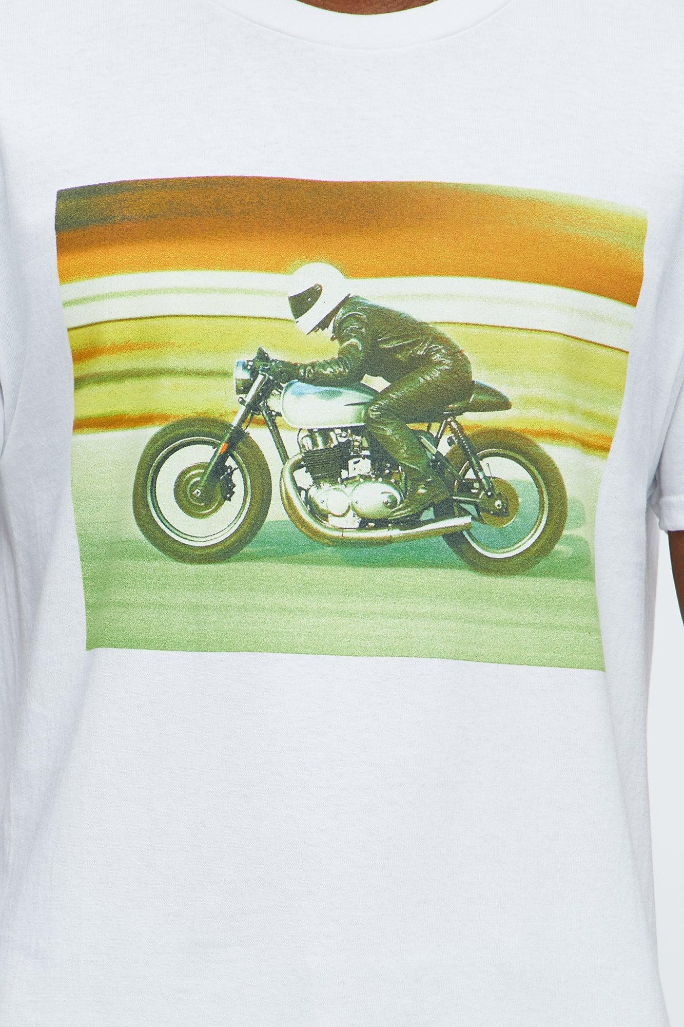 Cafe Racing Demon Short Sleeve Tee - White Product Image