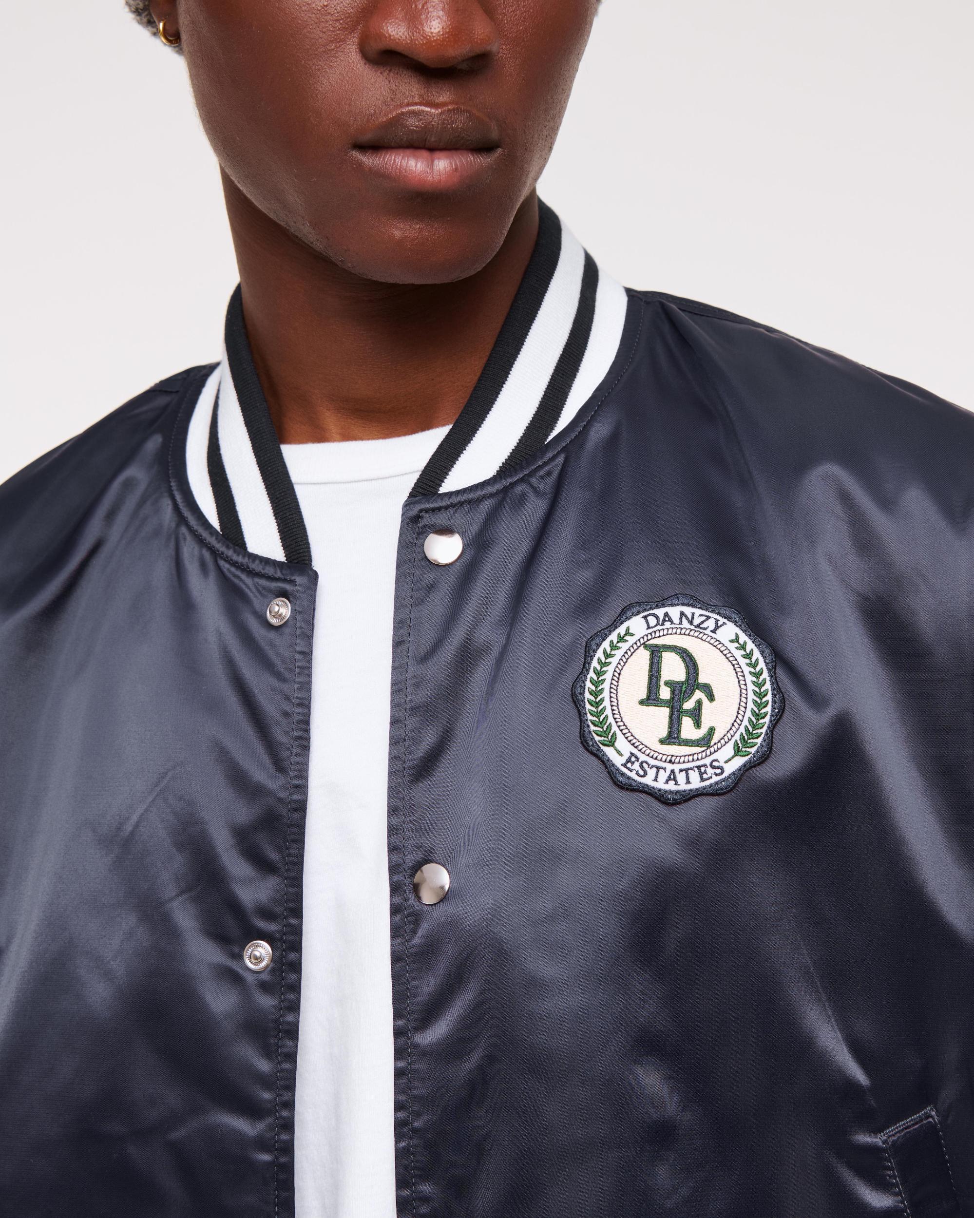 Vol. 28 Danzy Cropped Satin Varsity Bomber Product Image