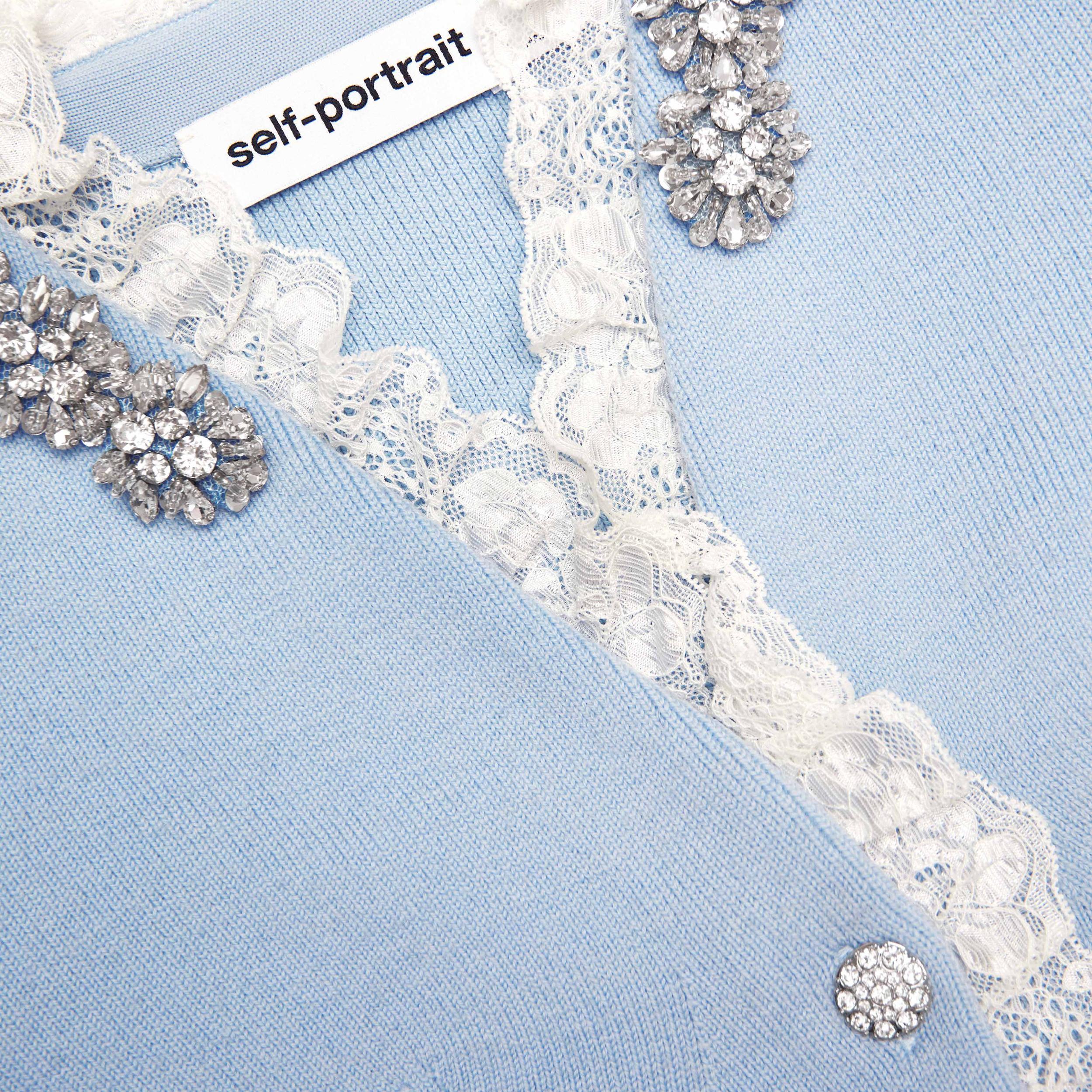 Blue Crystal Trim Cardigan Product Image
