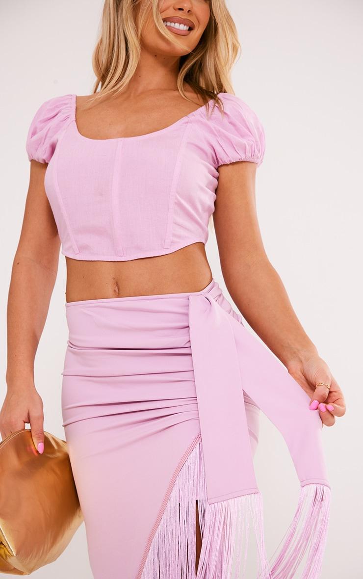 Lilac Tassel Hem Midi Skirt Product Image