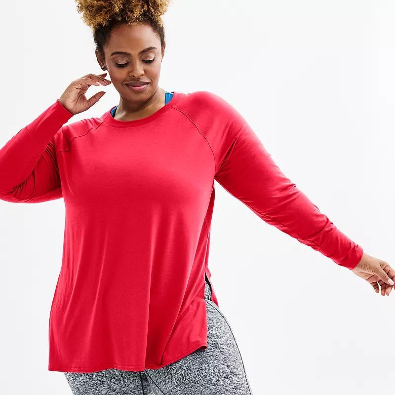Plus Size Tek Gear® Long Sleeve Tunic Tee, Women's, Size: 3XL, Mineral Black Product Image
