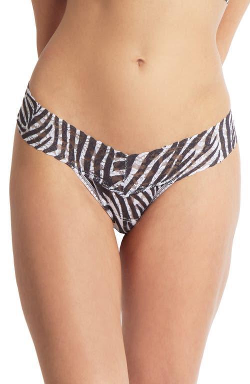 Printed Low-Rise Signature Lace Thong Product Image