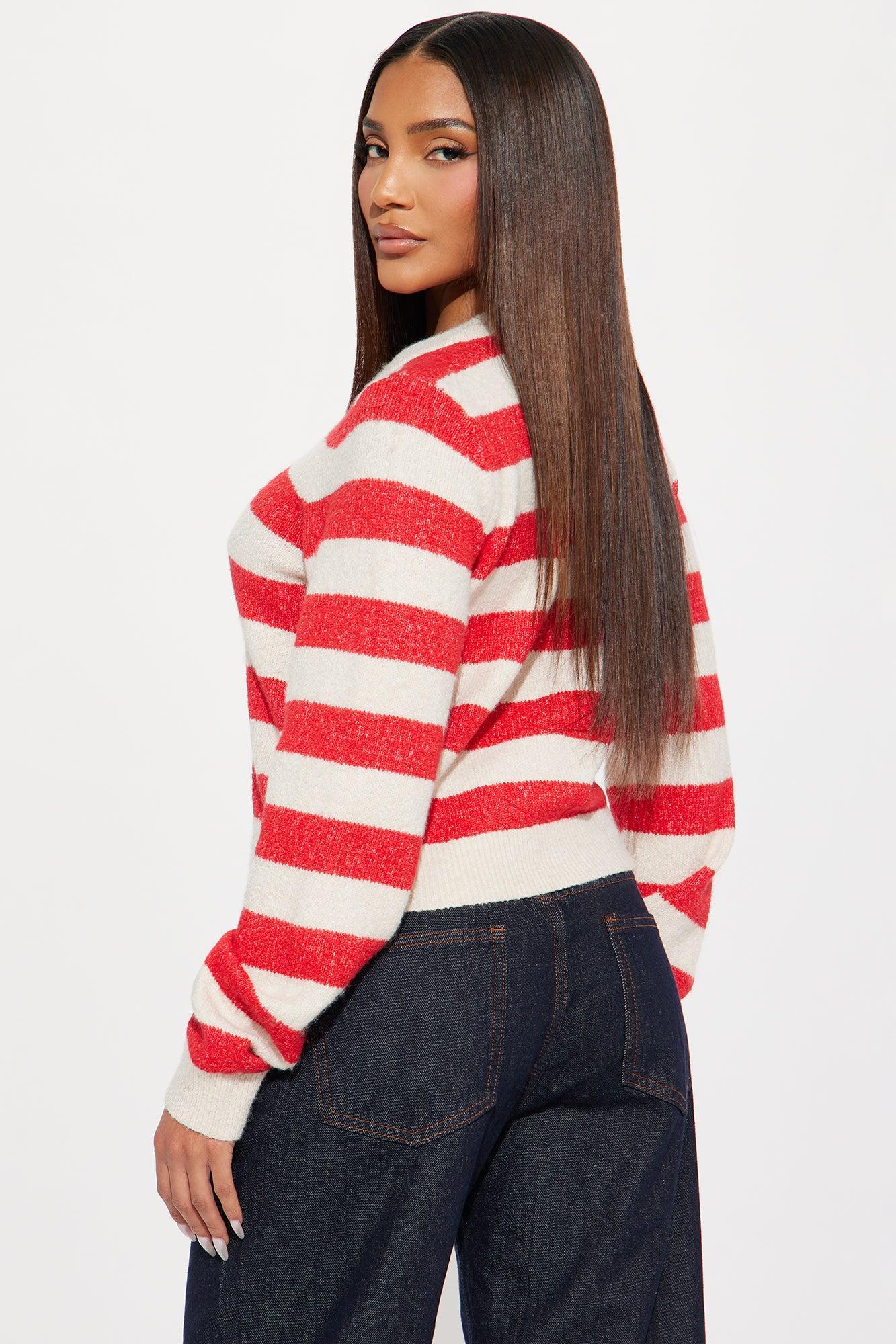 Perfect Stripes Cardigan - Red/combo Product Image