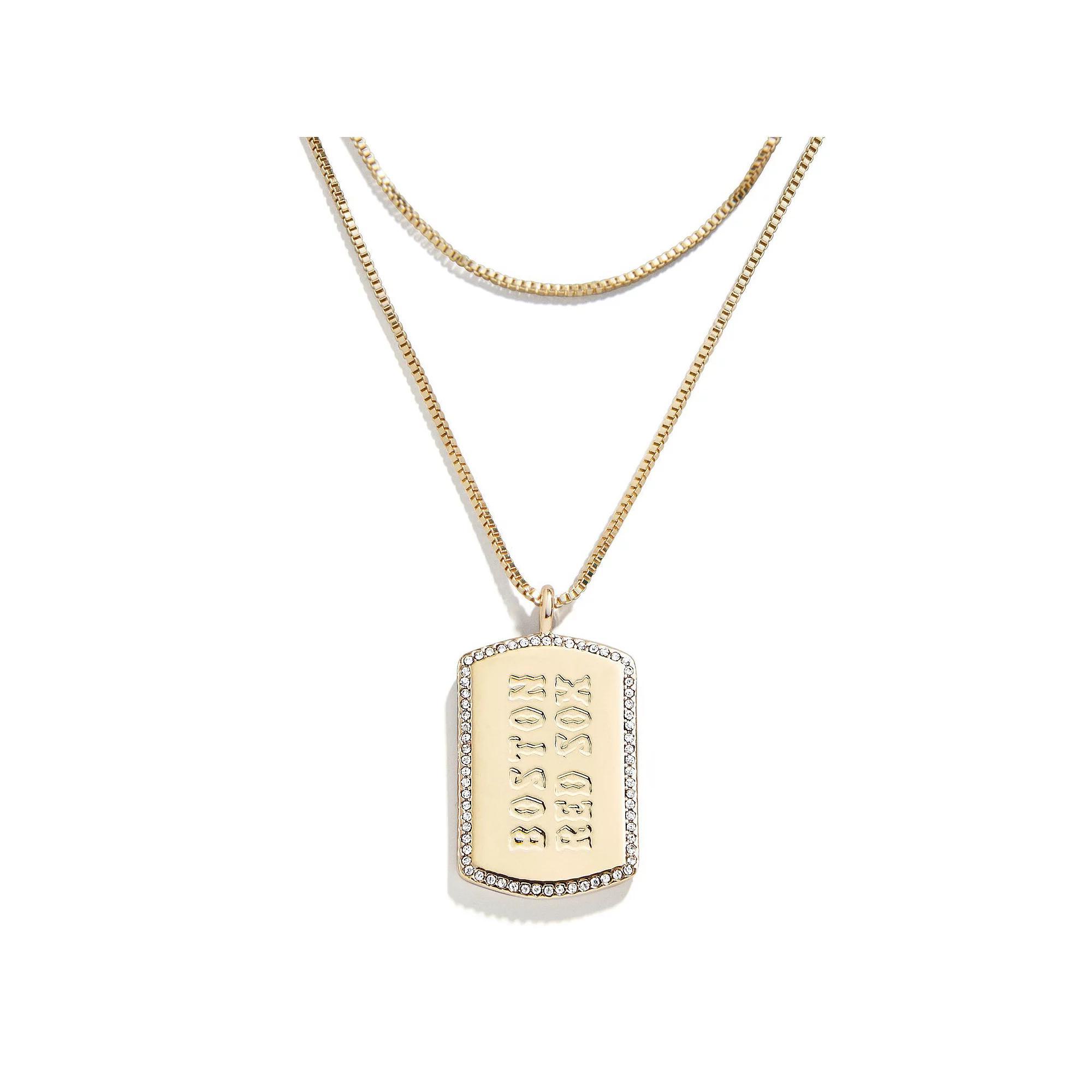 WEAR by Erin Andrews x Baublebar Boston Red Sox Dog Tag Necklace, Women's, Gold Product Image
