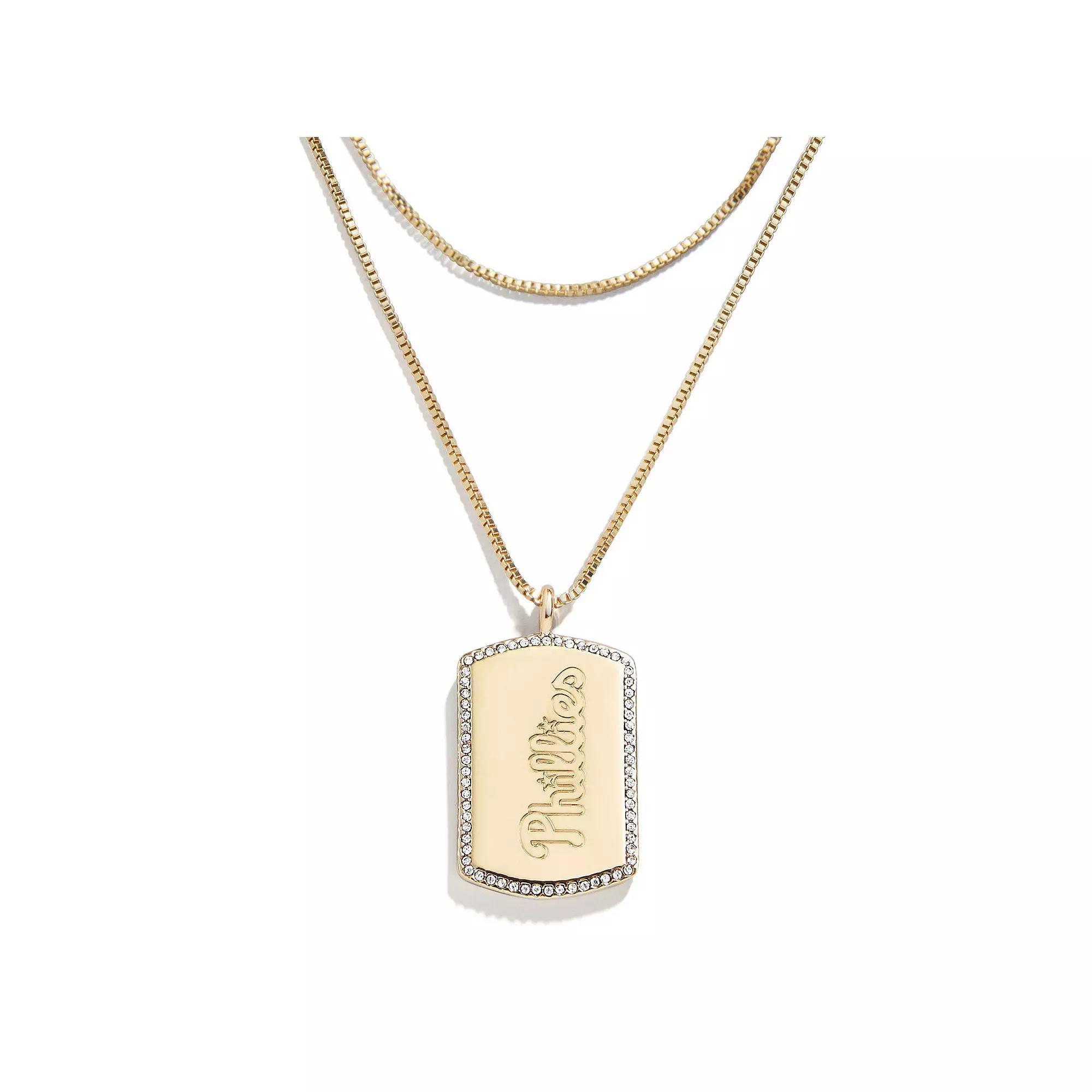 WEAR by Erin Andrews x Baublebar Philadelphia Phillies Dog Tag Necklace, Women's, Gold Product Image