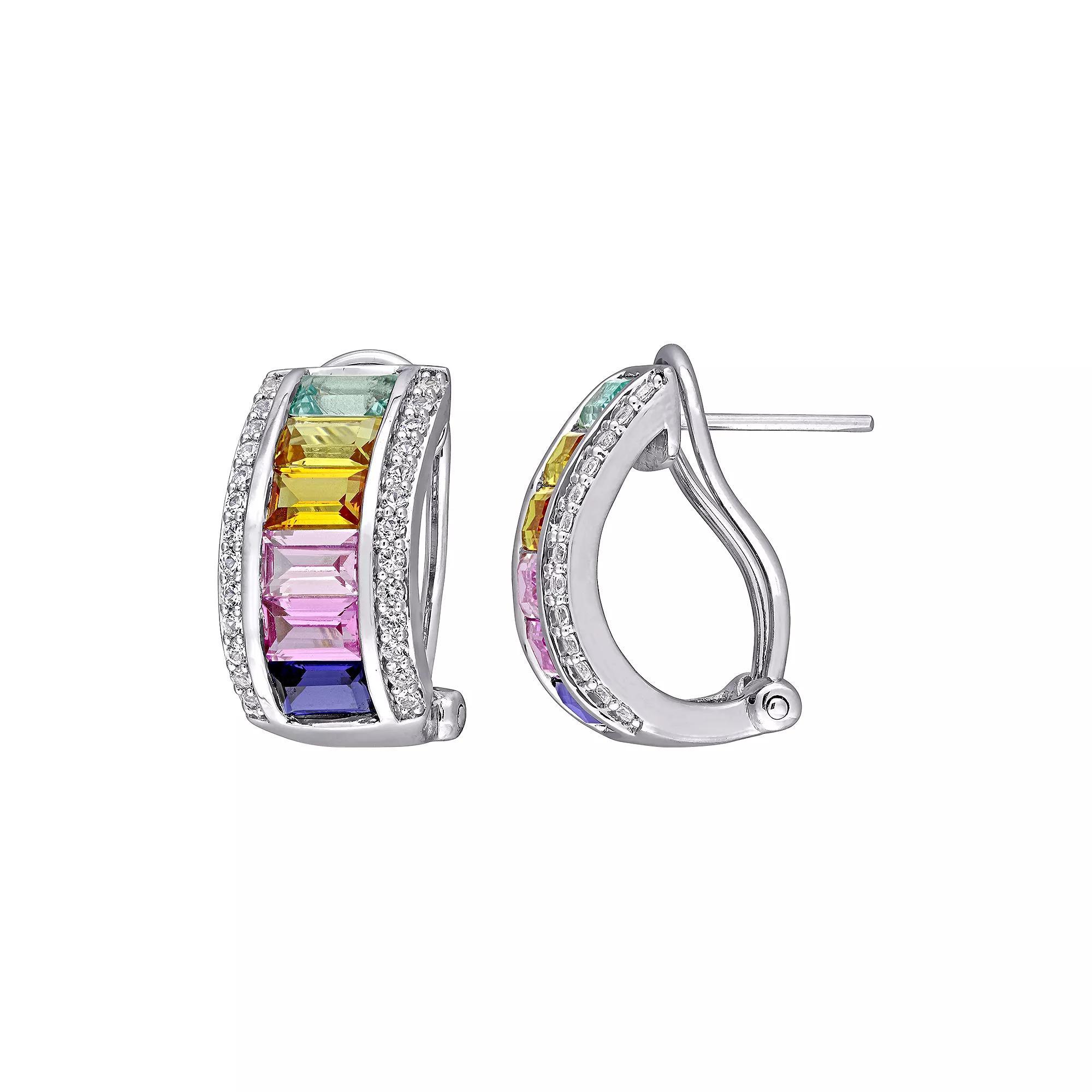 Stella Grace Sterling Silver Colorful Lab-Created Sapphire Earrings, Women's Product Image