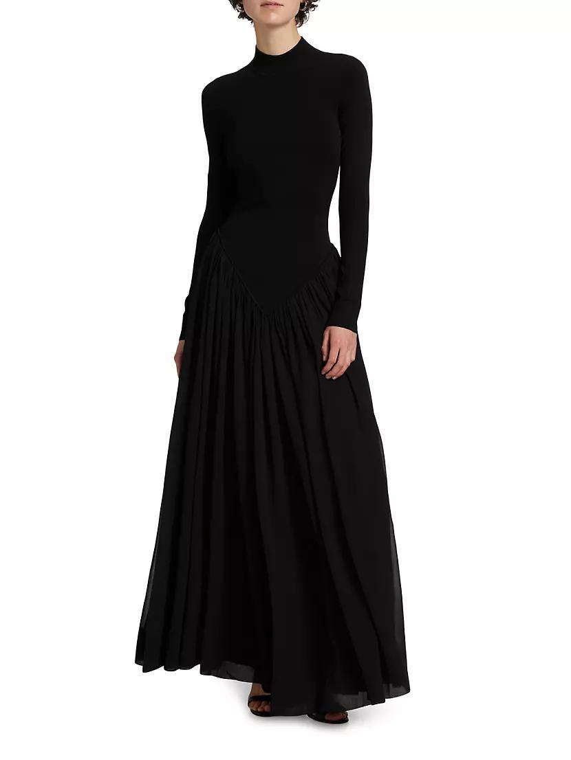 Speck Mock Turtleneck Pleated Gown Product Image