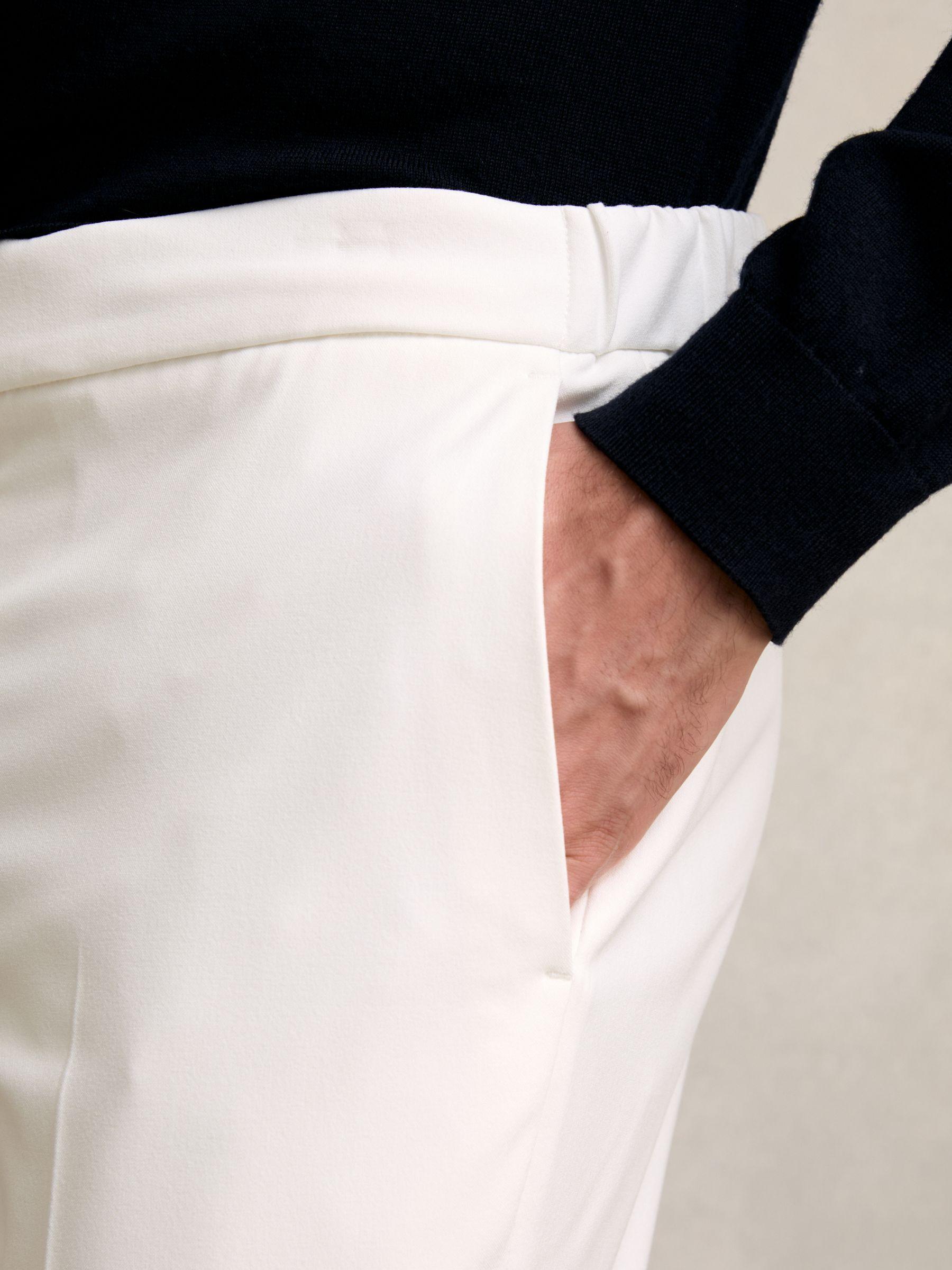 Slim Fit Internal Drawstring Trousers in White Product Image