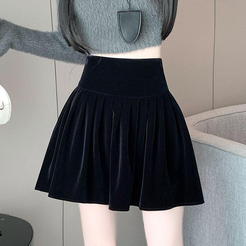 High Rise Plain Mini A-Line Skirt Product Image