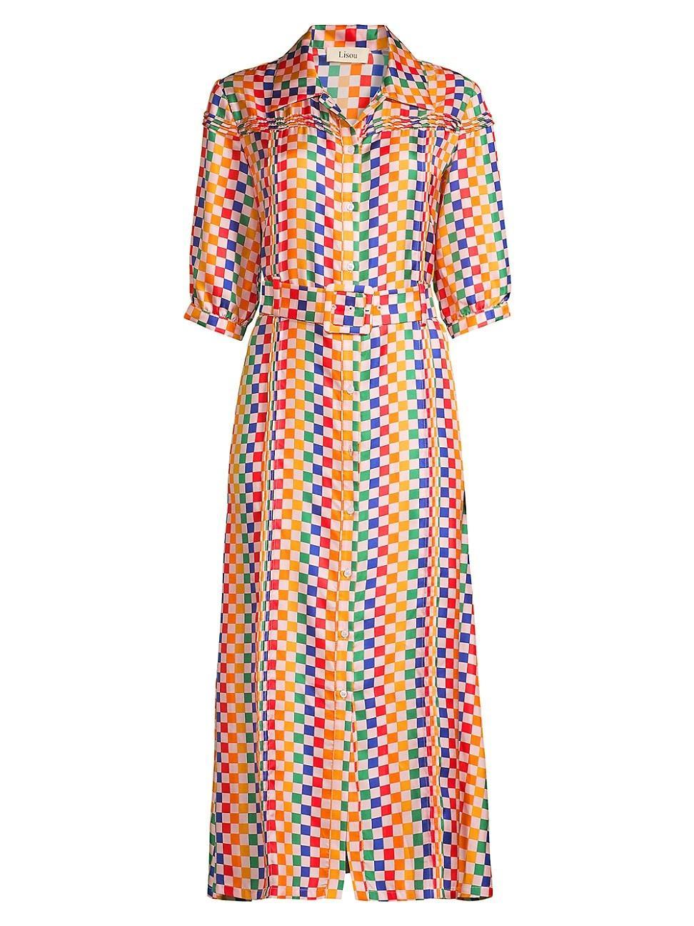 Womens Alexa Geometric Silk Shirtdress Product Image