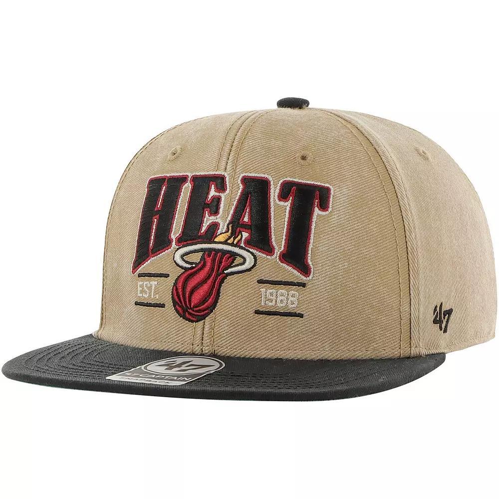 Mens 47 Khaki/Black Miami Heat Chilmark Captain Snapback Hat Product Image