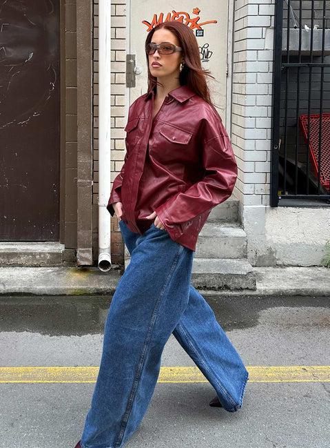Ramos Low Rise Wide Leg Jeans Mid Blue Wash Product Image