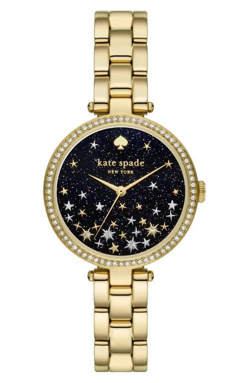 kate spade new york Womens Holland Three-Hand Black Leather Strap Watch Product Image