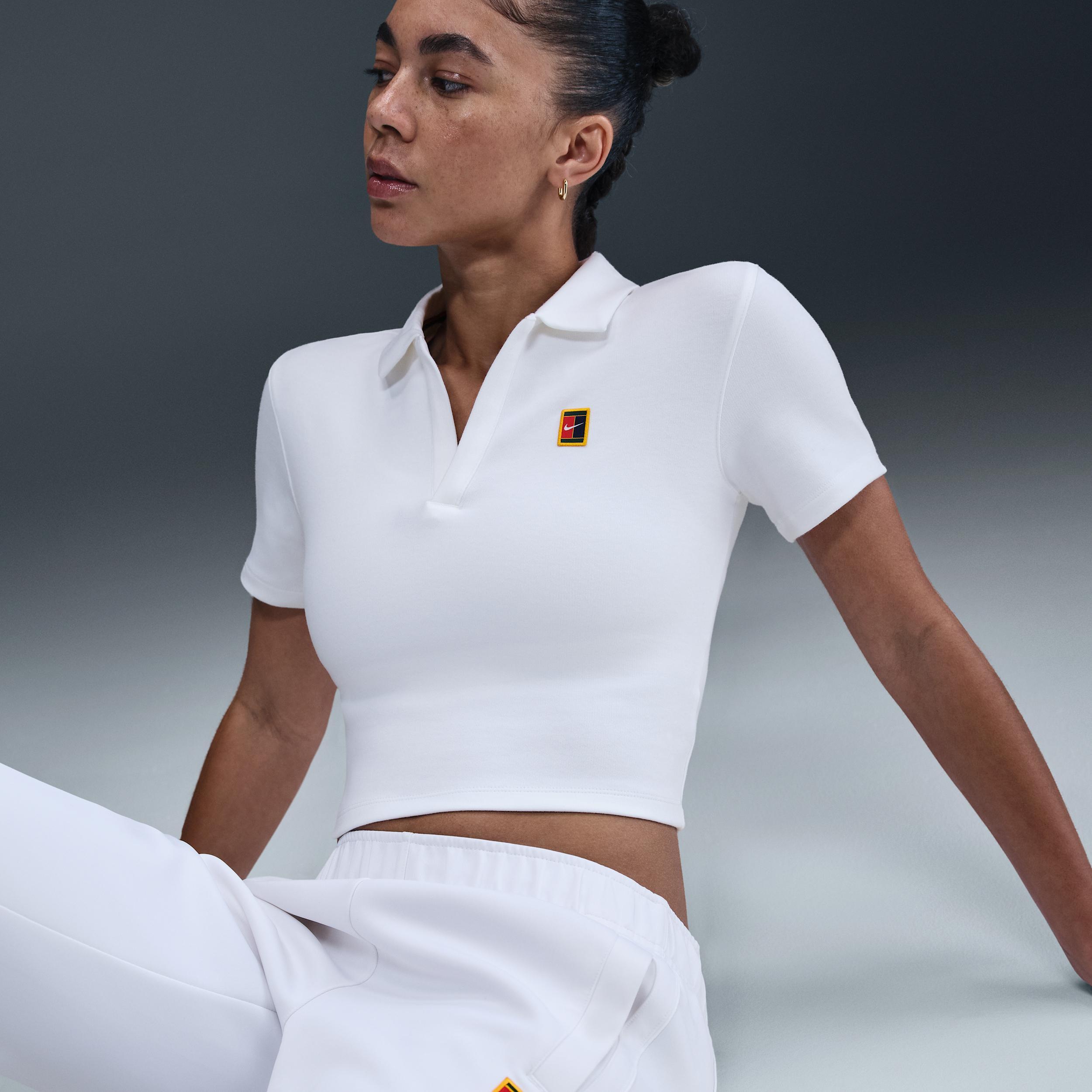 Nike Women's Court Heritage Short-Sleeve Cropped Tennis Polo Product Image