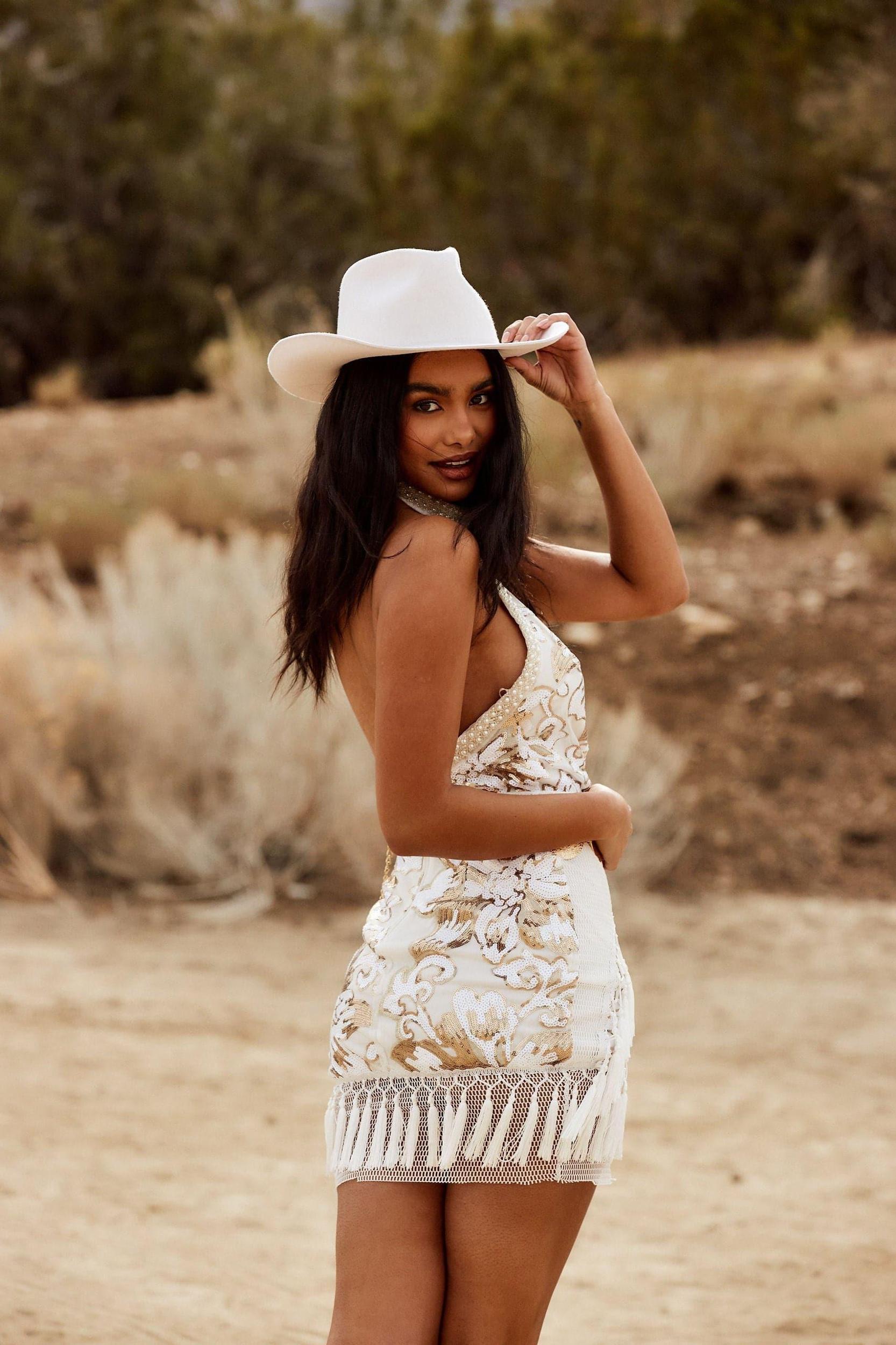 Like Gold Dust White Sequin Fringe Dress Product Image