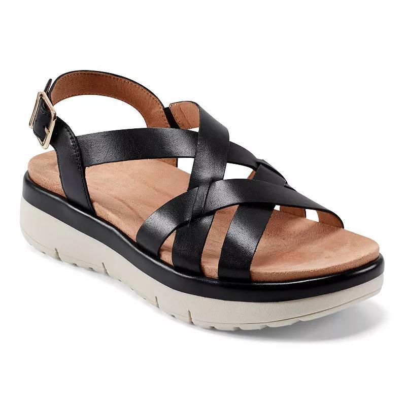 Easy Spirit Indie Women's Leather Strappy Wedge Sandals, Size: 6, Black Leather Product Image