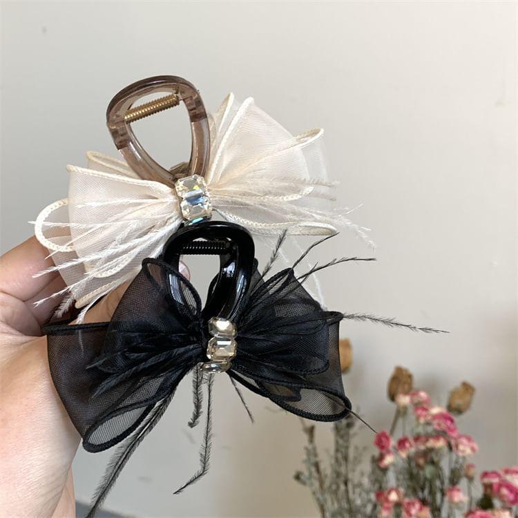 Rhinestone Ribbon Bow Hair Claw Product Image